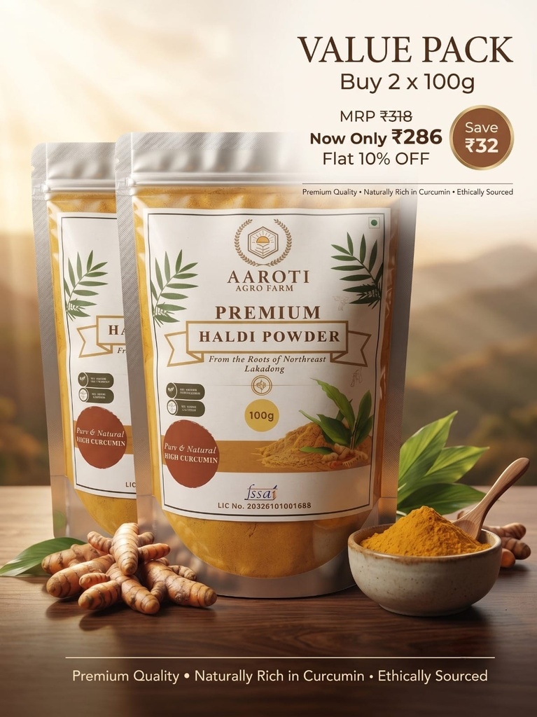 Lakadong Premium Haldi Powder Value Pack (Set of 2 x 100g)
